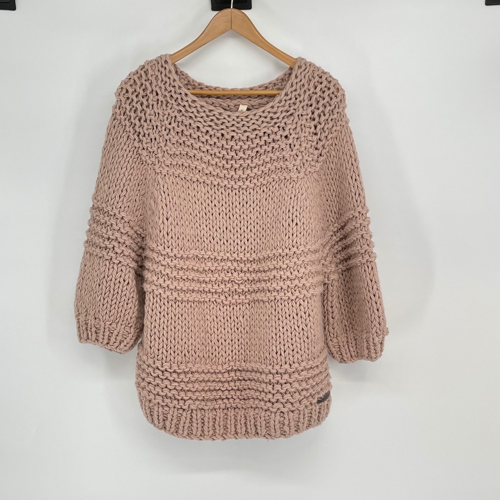 Chunky Knit Oversized Balloon Sleeve Sweater Cottagecore Cozy Size M/L